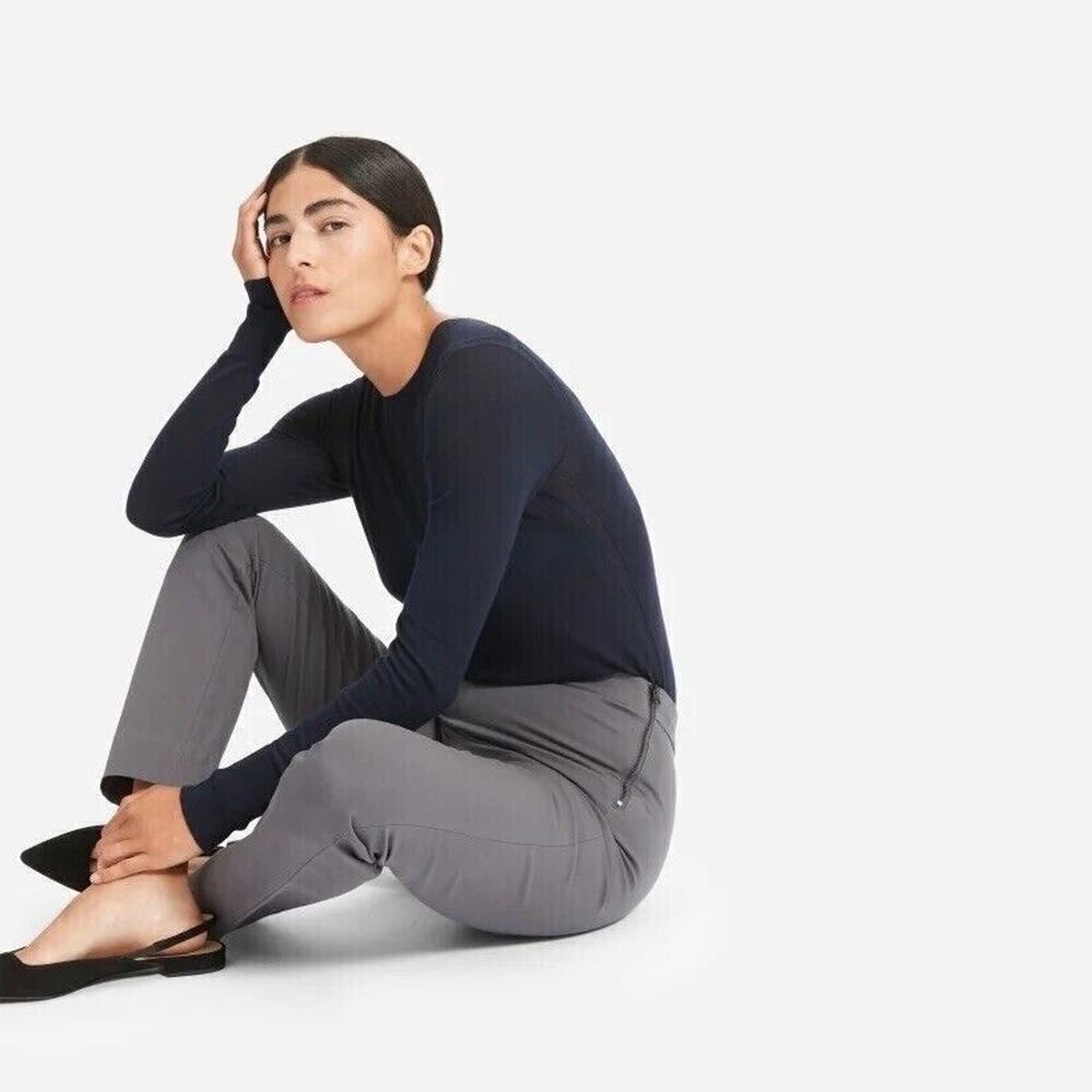 Everlane The Side-Zip Stretch Cotton Work Pant Womens SZ 8 Slate Gray Minimalist